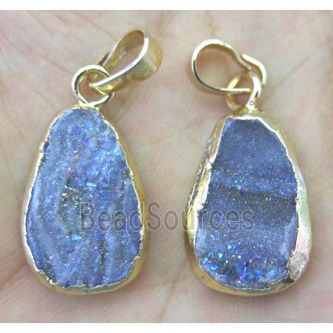 druzy agate teardrop pendant with AB-Color