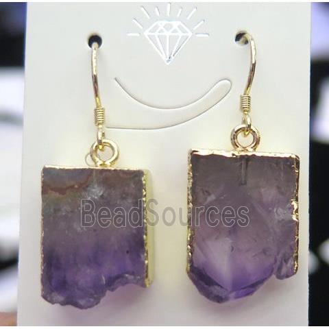 amethyst earring, gold plated