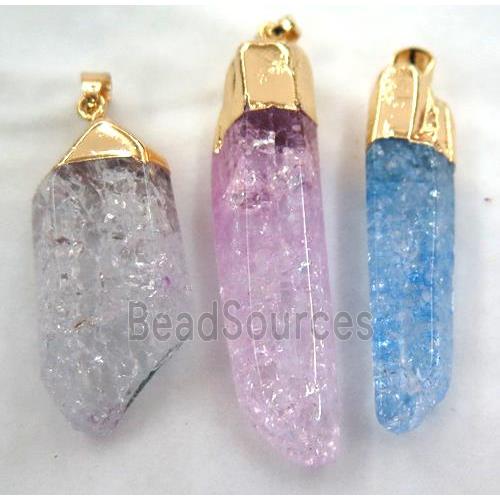 mix quartz druzy stick pendant, freeform