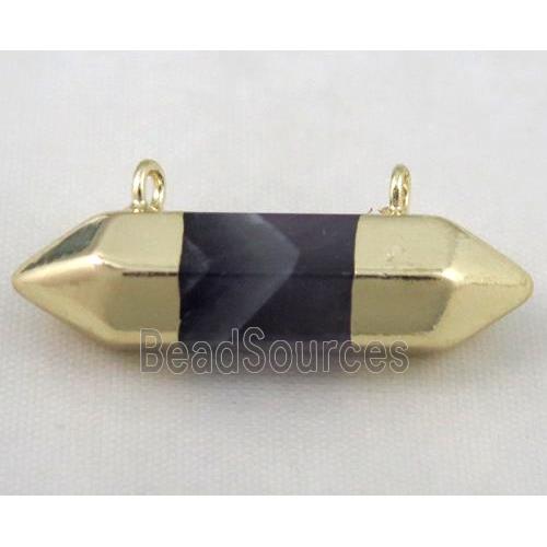 amethyst bullet pendant with 2holes, gold plated