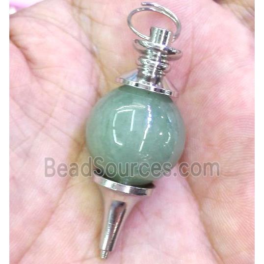 green aventurine pendant, platinum plated