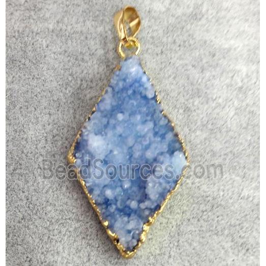 druzy quartz pendant, gold plated