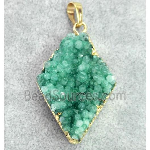 druzy quartz pendant, gold plated