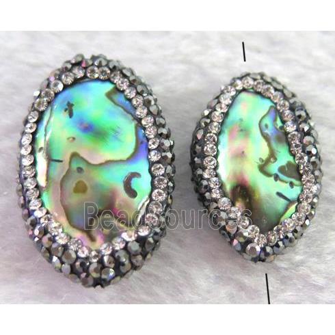 abalone shell bead paved rhinestone, freeform