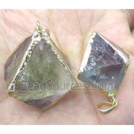 fluorite rhombic pendant, gold plated