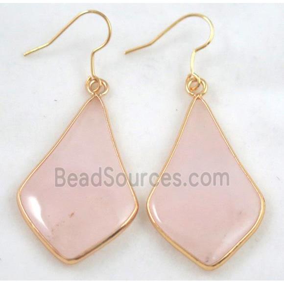 rose quartz earring, gold plated