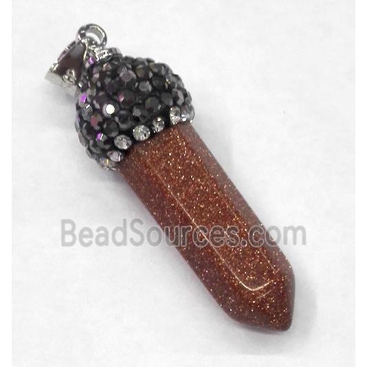 gold sandstone bullet pendant paved rhinestone