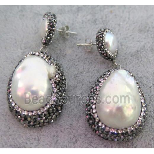 gemstone earring paved rhinestone