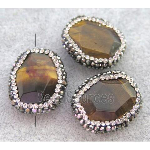 tiger eye stone spacer bead paved rhhinestone