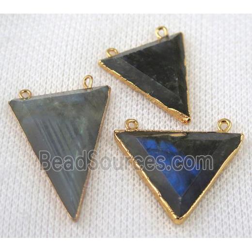 Labradorite pendant, faceted triangle, gold plated