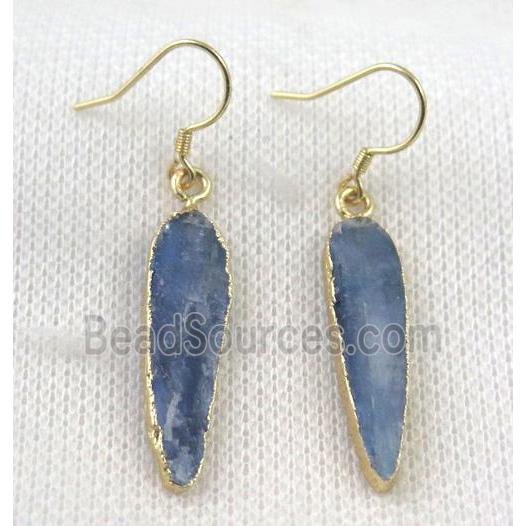 Kyanite earring, teardrop, gold plated