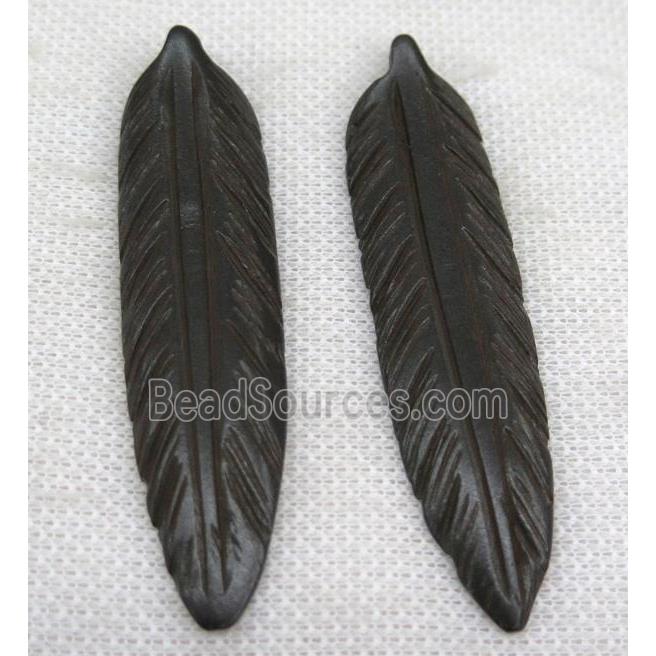 black bone feather pendant