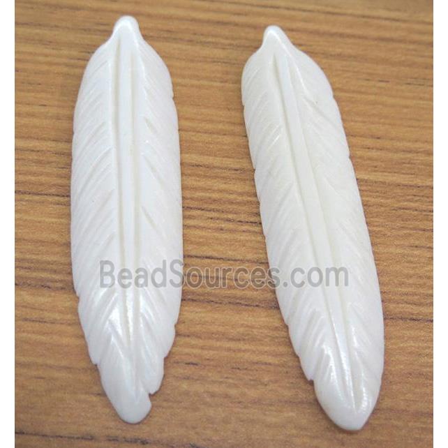 white bone feather pendant