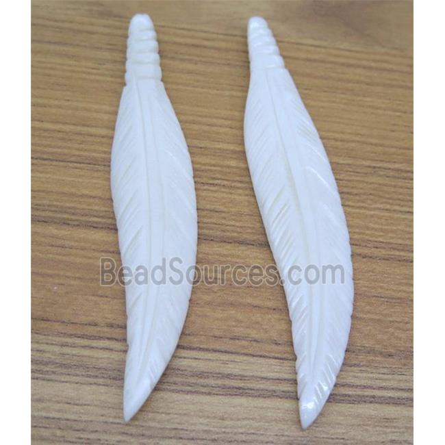 white bone feather pendant