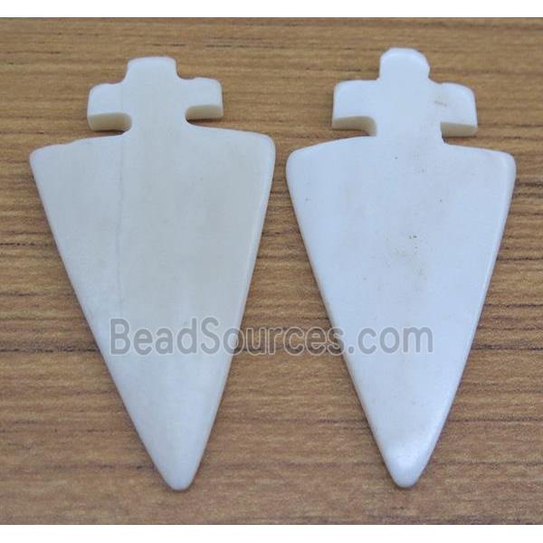 white bone arrowhead pendant without hole