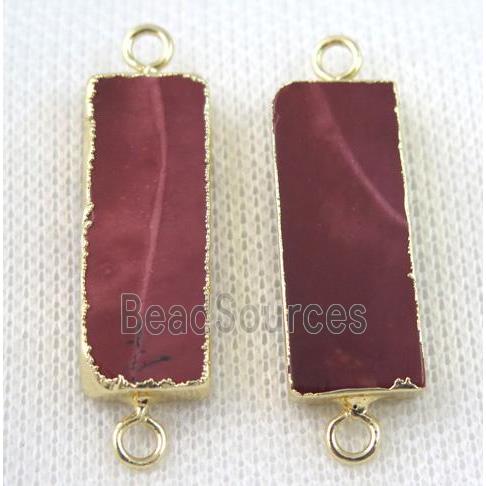 Mookaite connector, rectangle, gold plated