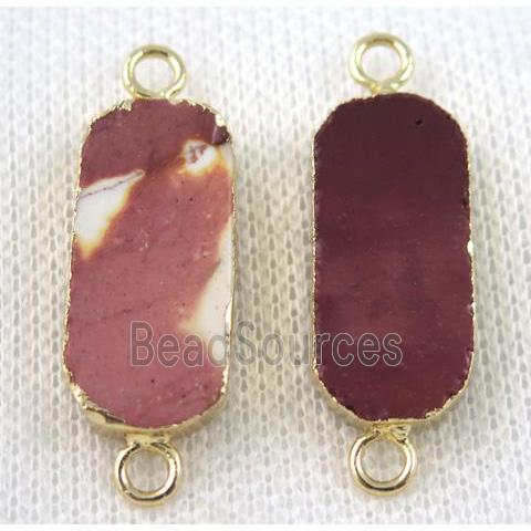 Mookaite connector, oval, gold plated