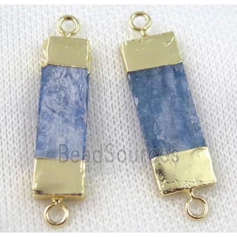 blue kyanite rectangle connector, gold plated