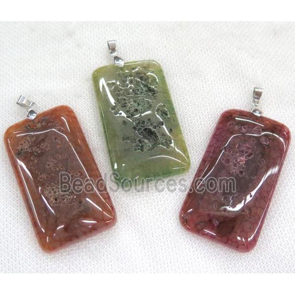 Rock Agate rectangle pendant, mix color