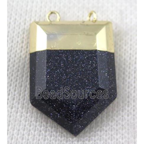 blue sandstone pendant, bullet, gold plated