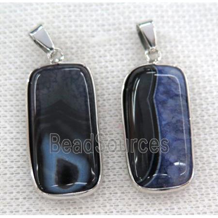 purple druzy agate pendant, rectangle, silver plated