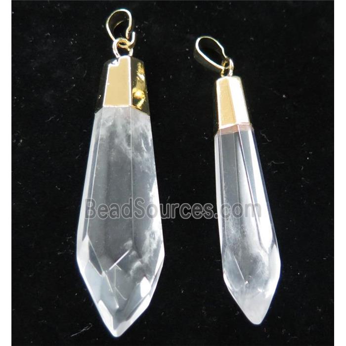 Clear Quartz pendulum pendant, gold plated