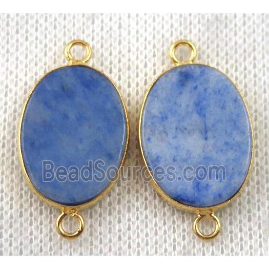 blue sodalite connector, oval, gold plated