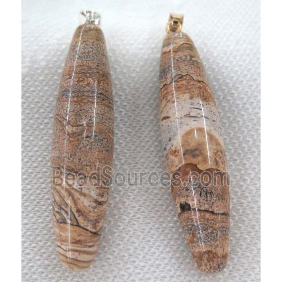 picture jasper pendant, rice shape