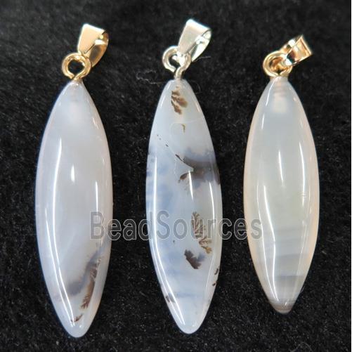 Heihua Agate Marquise pendant, horse-eye