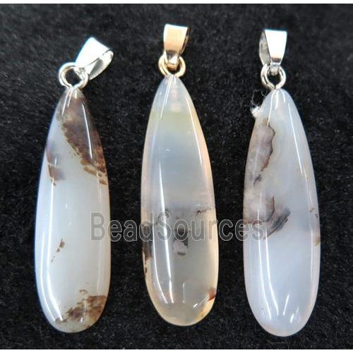 Heihua Agate teardrop pendant