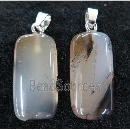 Heihua Agate rectangle pendant