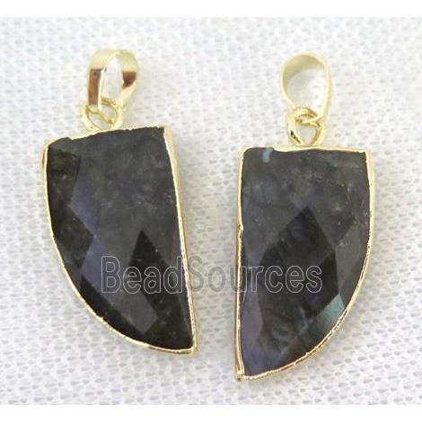 Labradorite horn pendants, gold plated