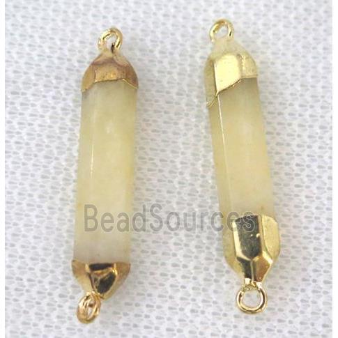 Yellow Jade bullet connector, gold plated