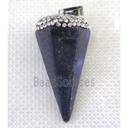 Lapis Lazuli pendulum pendant paved rhinestone, blue