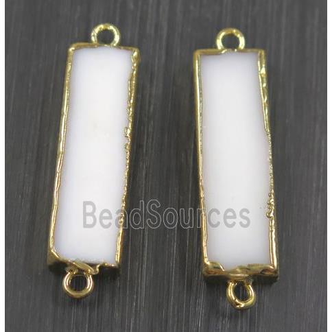 white Porcelain connector, rectangle, gold plated