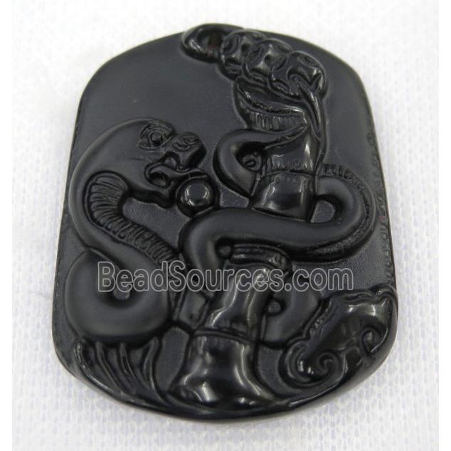 black Obsidian pendant, Chinese Zodiac Snake