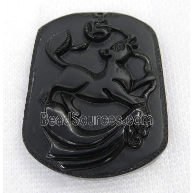 black Obsidian pendant, Chinese Zodiac Dog