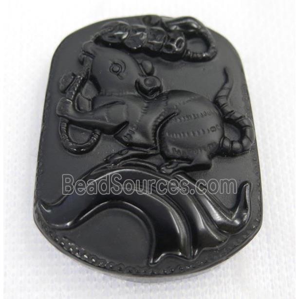 black Obsidian pendant, Chinese Zodiac Rat