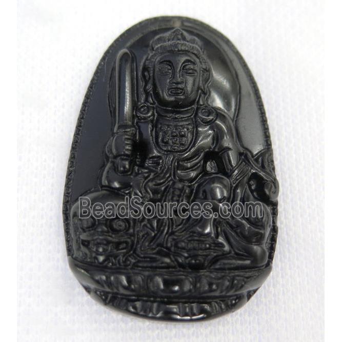 black Obsidian buddha pendant
