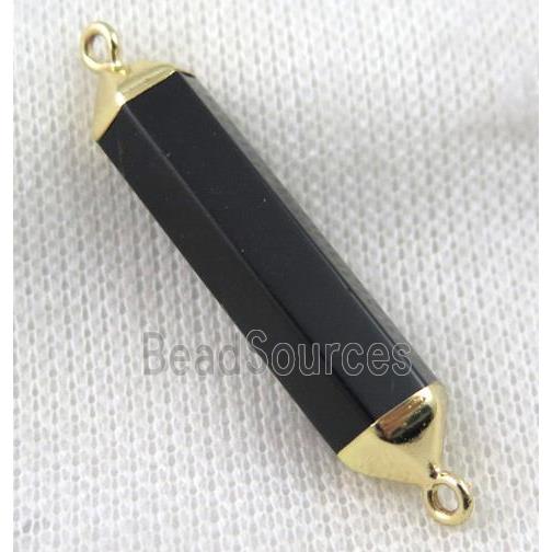 black obsidian bullet connector, gold plated