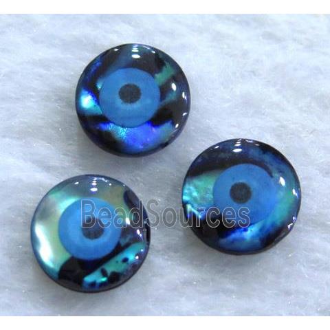 Paua Abalone shell bead without hole, eye, flat round