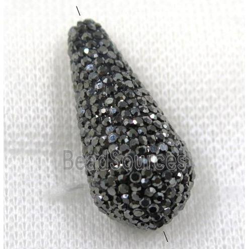 resin beads pave black rhinestone, teardrop