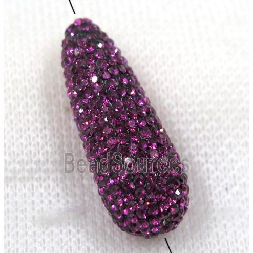 resin beads pave hotpink rhinestone, teardrop