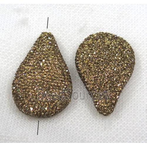 resin beads paved yellow rhinestone, teardrop