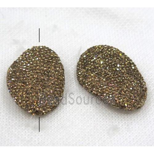 resin beads paved yellow rhinestone, twist