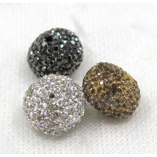 resin beads paved rhinestone, rondelle, mix color