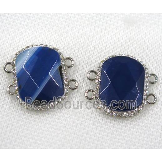 blue agate connector paved rhinestone