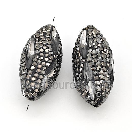 crystal glass bead paved rhinestone, Rice, black