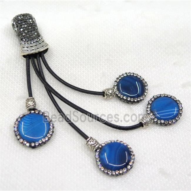 blue agate tassel pave rhinestone