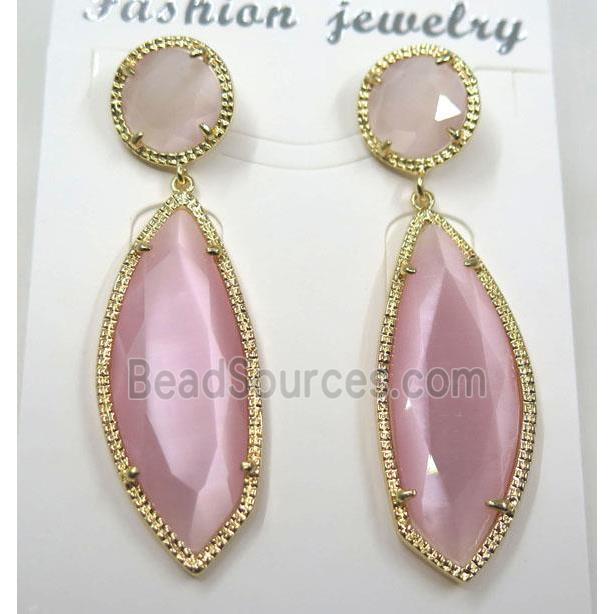 pink cat eye stone earring